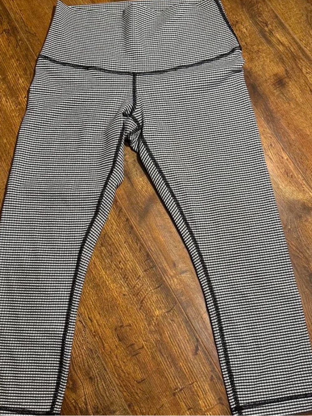 lululemon athletica Black & White Striped Capri Leggings